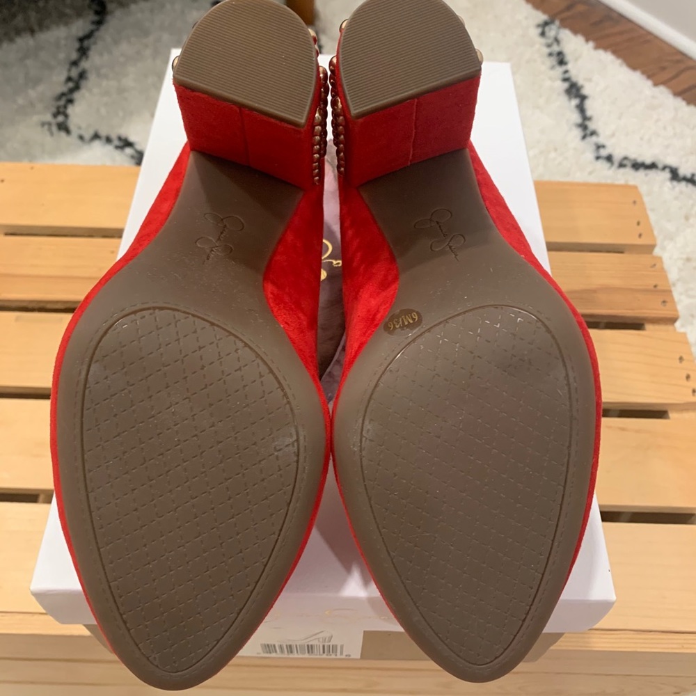 Jessica Simpson Lux Red Suede heels - Picture 2 of 5